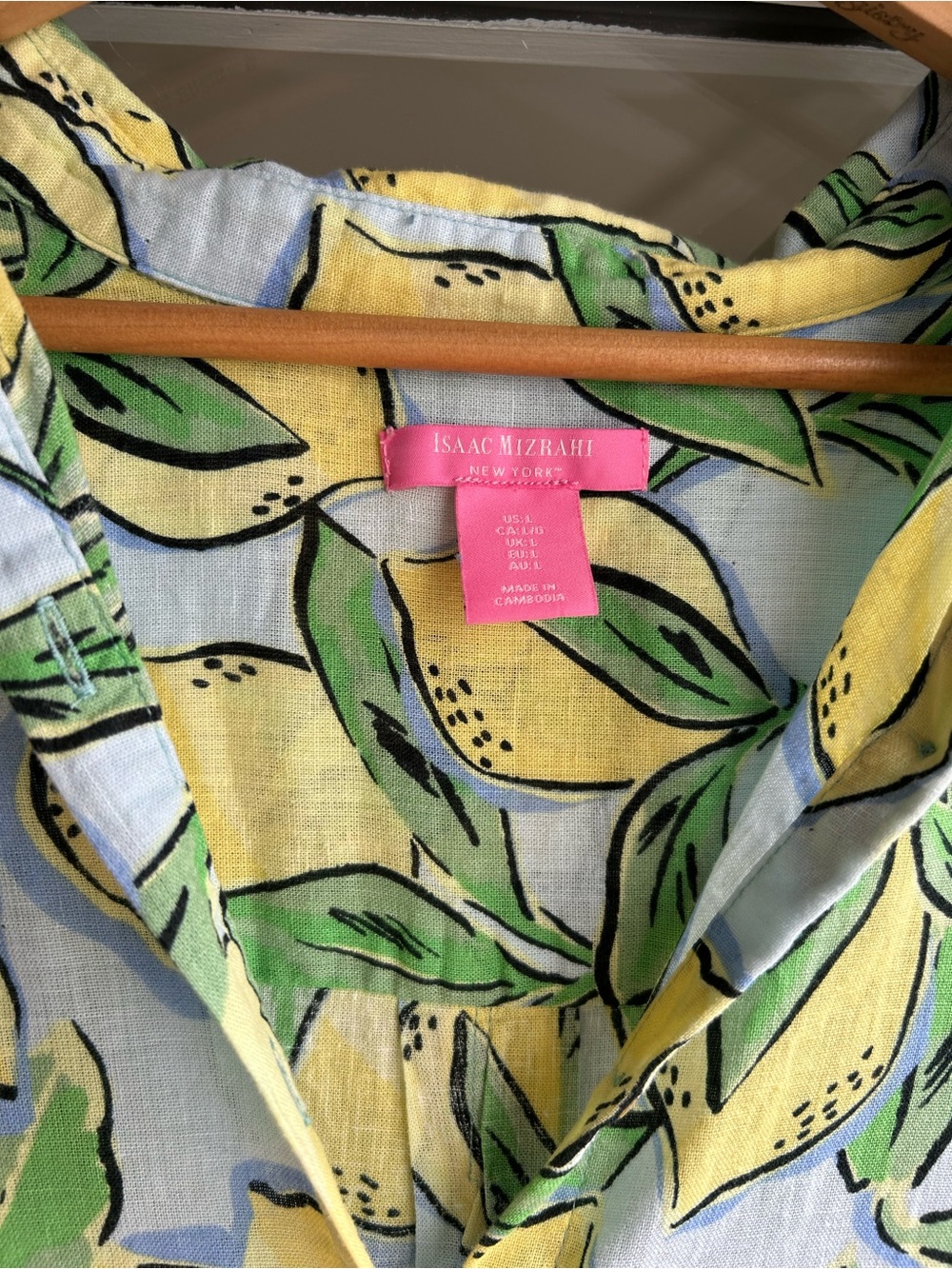 Isaac Mizrahi Lemon Linen Tunic, Size Large - Picture 3 of 3